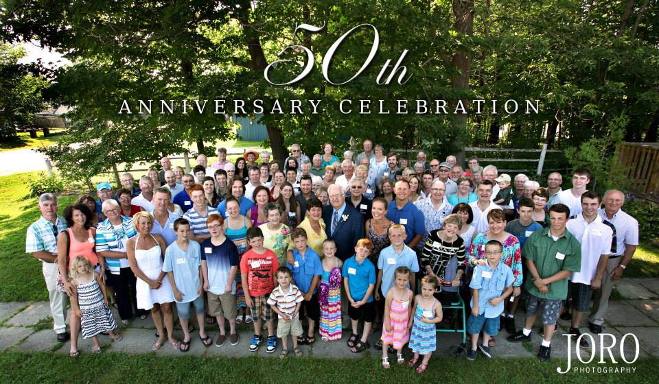 Group photo of attendees for Mom and Dad's 50th